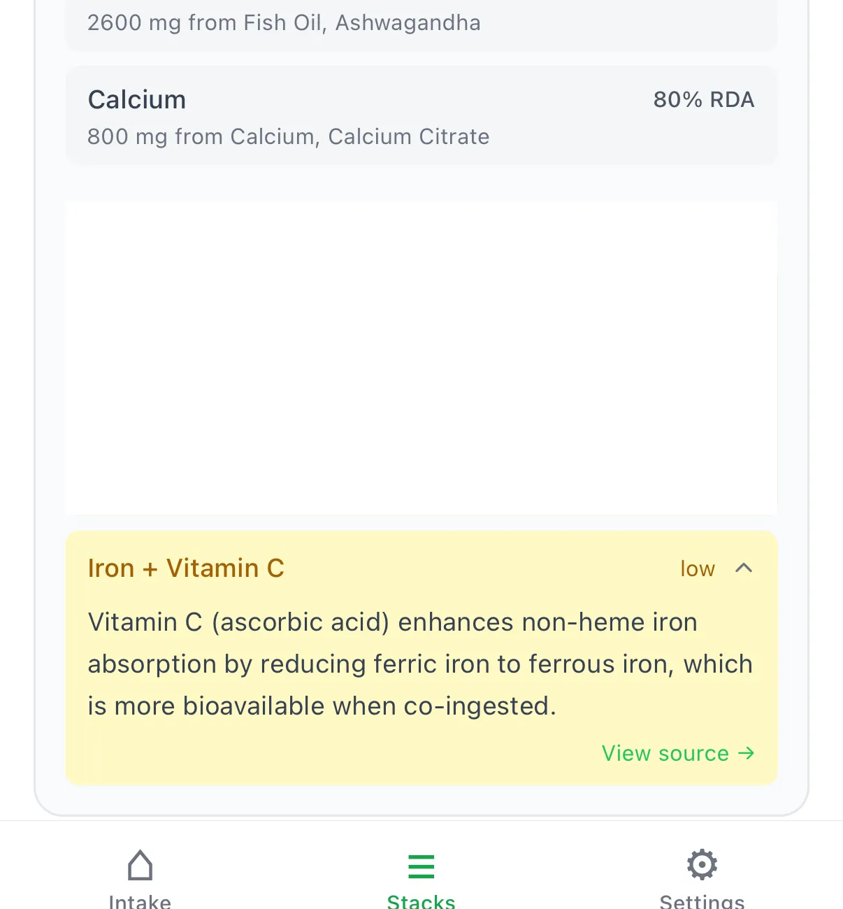 Calcium and Zinc interaction warning in Biostacks